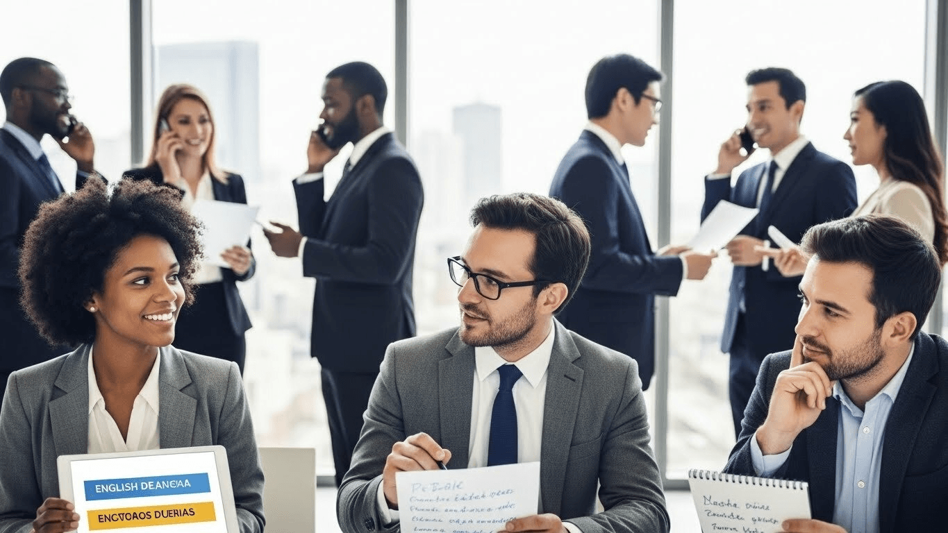 pessoas estudando inglês