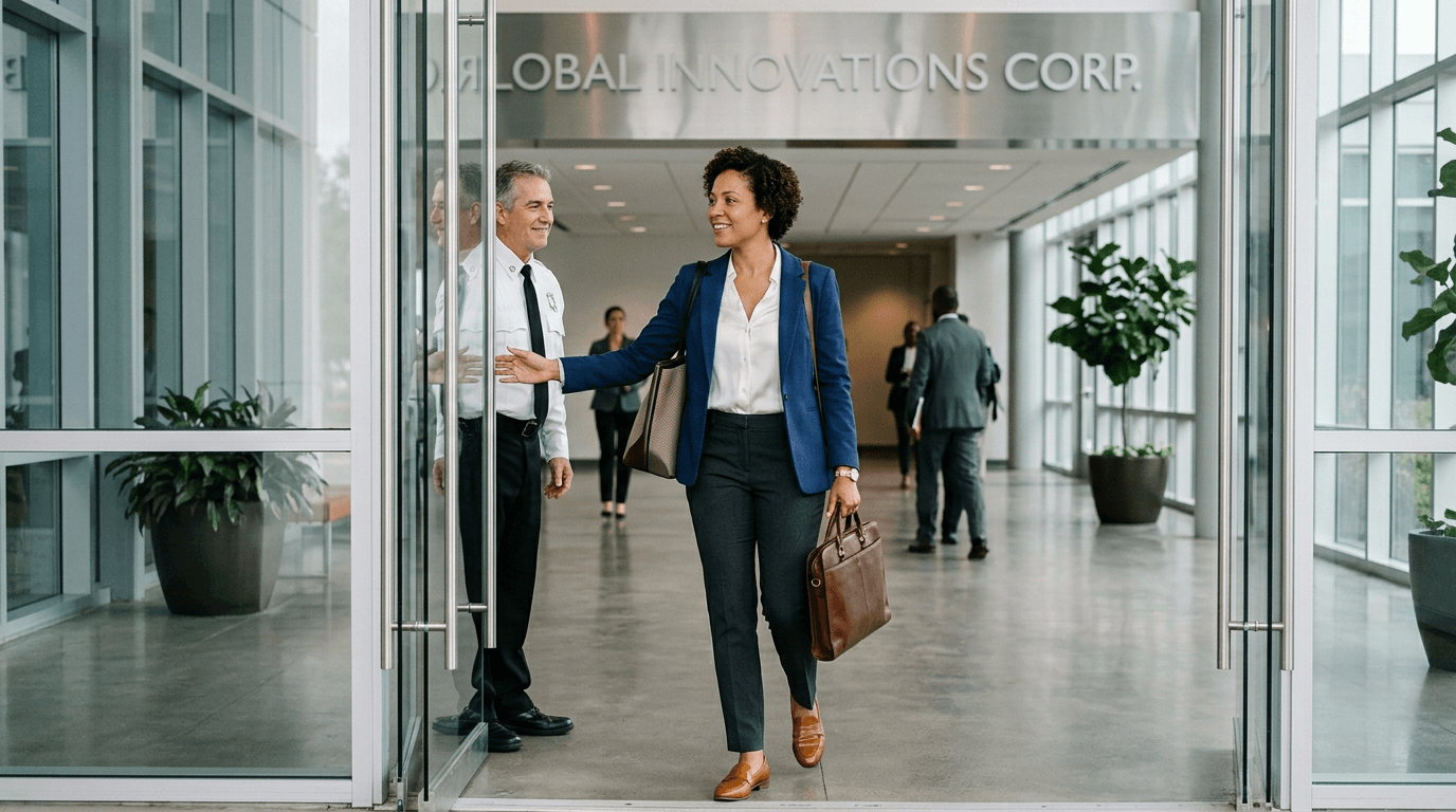 mulher profissional mostrando a sua roupa